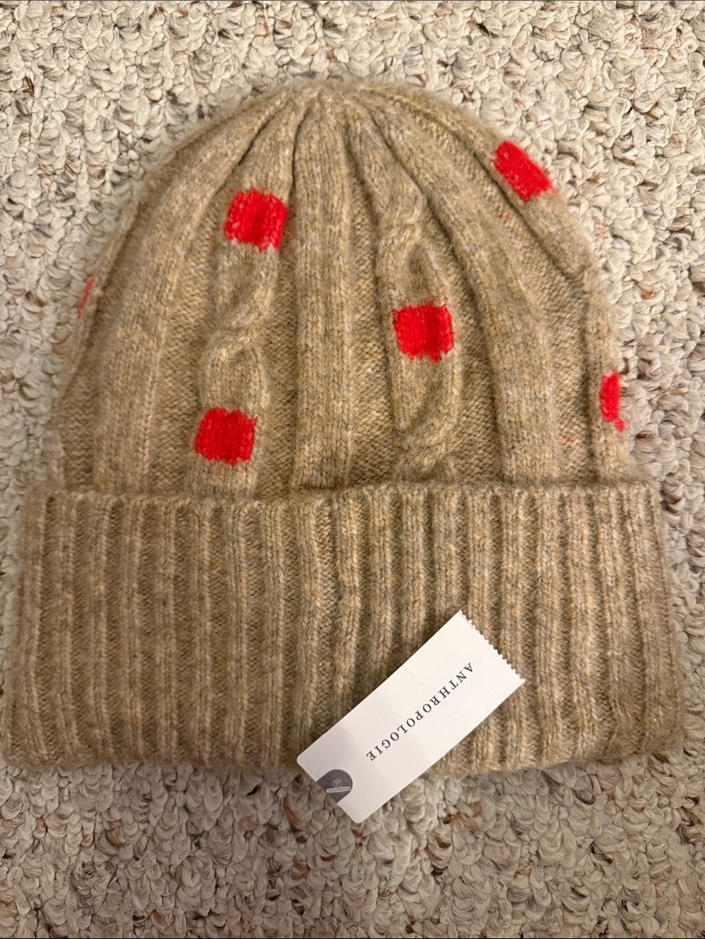 Anthropologie Beige Knit Beanie